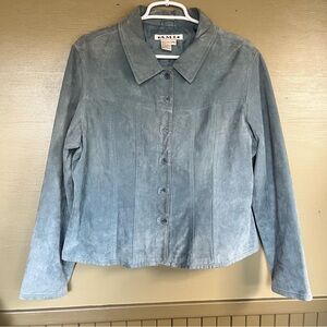 A.M.I. Blue Gray Suede Leather Jacket Petite XL